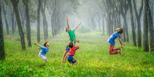 kids playing in a field