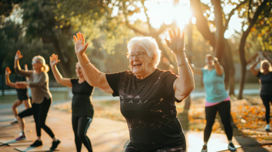 Seniors dancing in the park